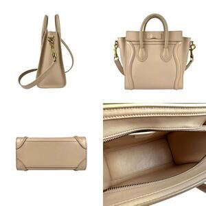 Celine Leather Shopper Shoulder Bag Tan Handbag Beige Luggage